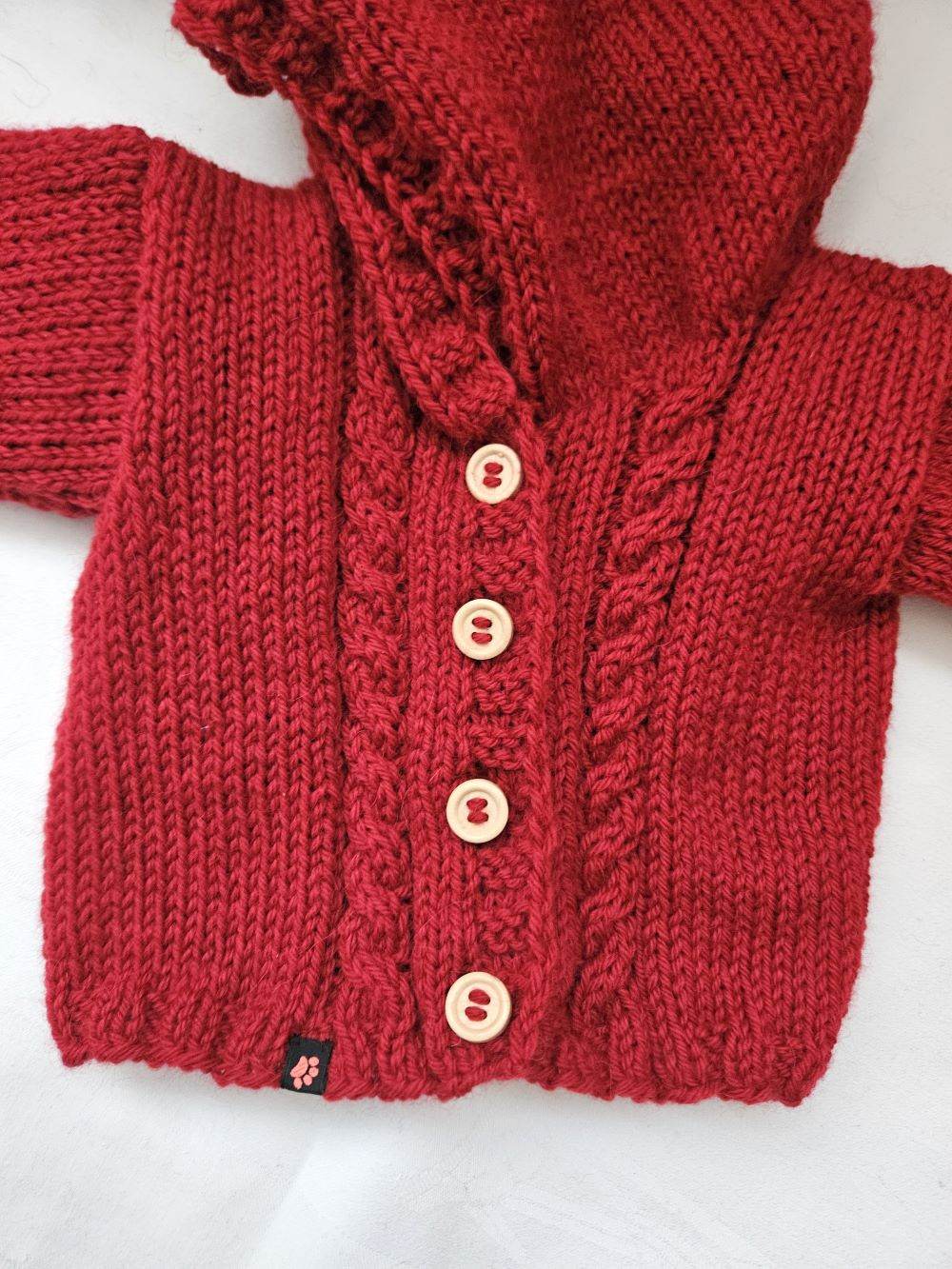 Merino Strickjacke Rot Gr. 62/68- 3-6 month - Shop Pekusch