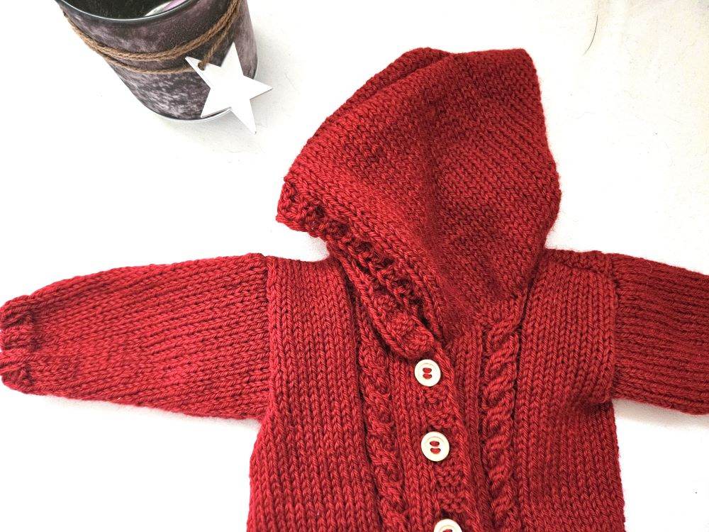 Merino Strickjacke Rot Gr. 62/68- 3-6 month - Shop Pekusch