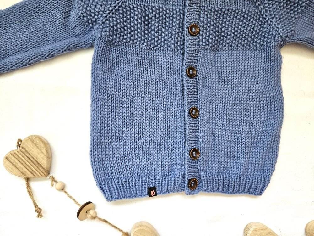 Strickjacke Baby Bio in Blau und der Größe 74/80 10-12 month - Shop Pekusch