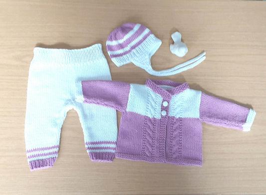 Set Baby Weiß/Helllila Größe 62/68 6-9 month - Shop Pekusch