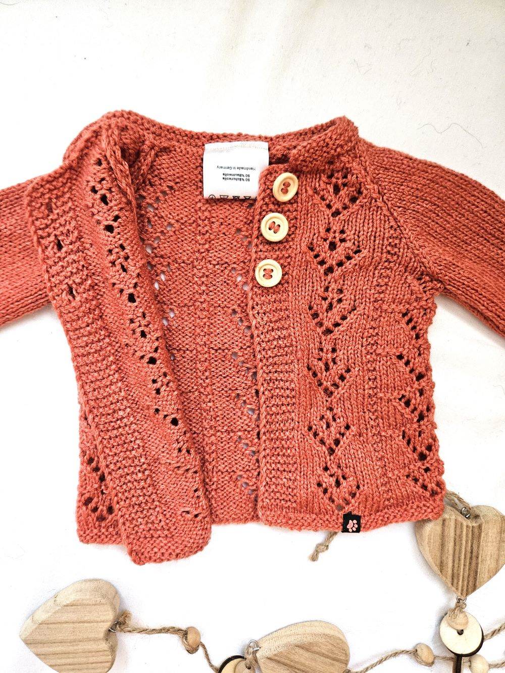 Baby Strickjacke Tomatenrot in Größe 68/74 7-9 Month - Shop Pekusch