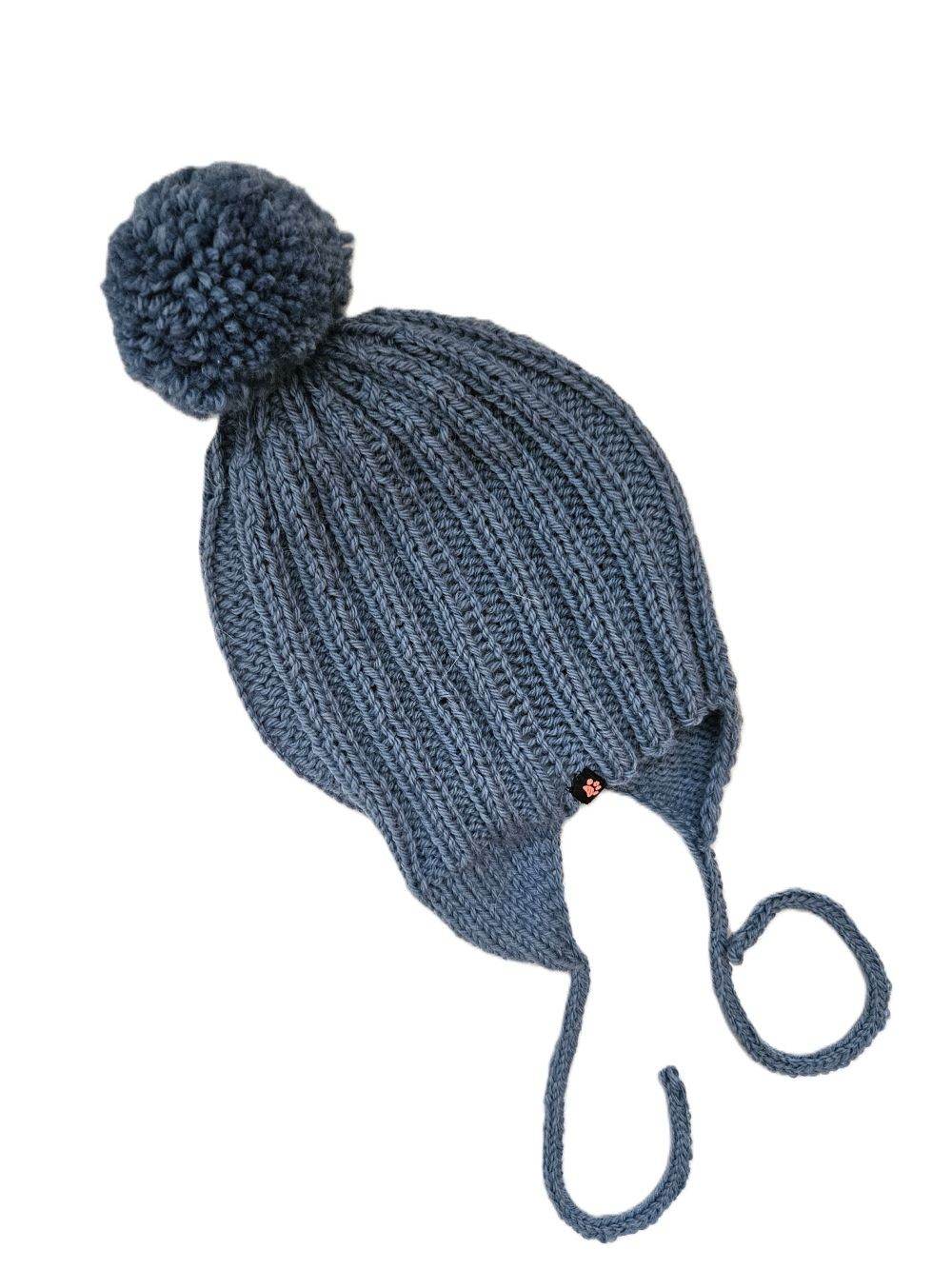 Merino Baby Mütze Blau und Braun Alter 1-3 Jahre - Shop Pekusch