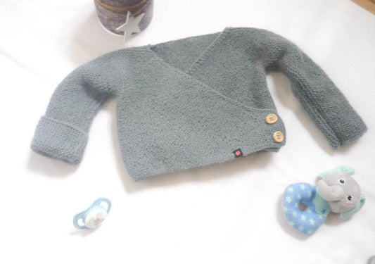 Wickeljacke Baby Mineralblau Größe 62/68 3-6 month - Shop Pekusch