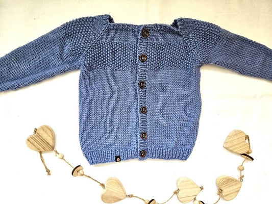 Strickjacke Baby Blau Bio in  und der Größe 74/80  10-12 month - Shop Pekusch