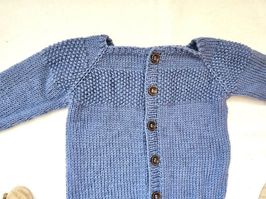 Strickjacke Baby Blau Bio in  und der Größe 74/80  10-12 month - Shop Pekusch